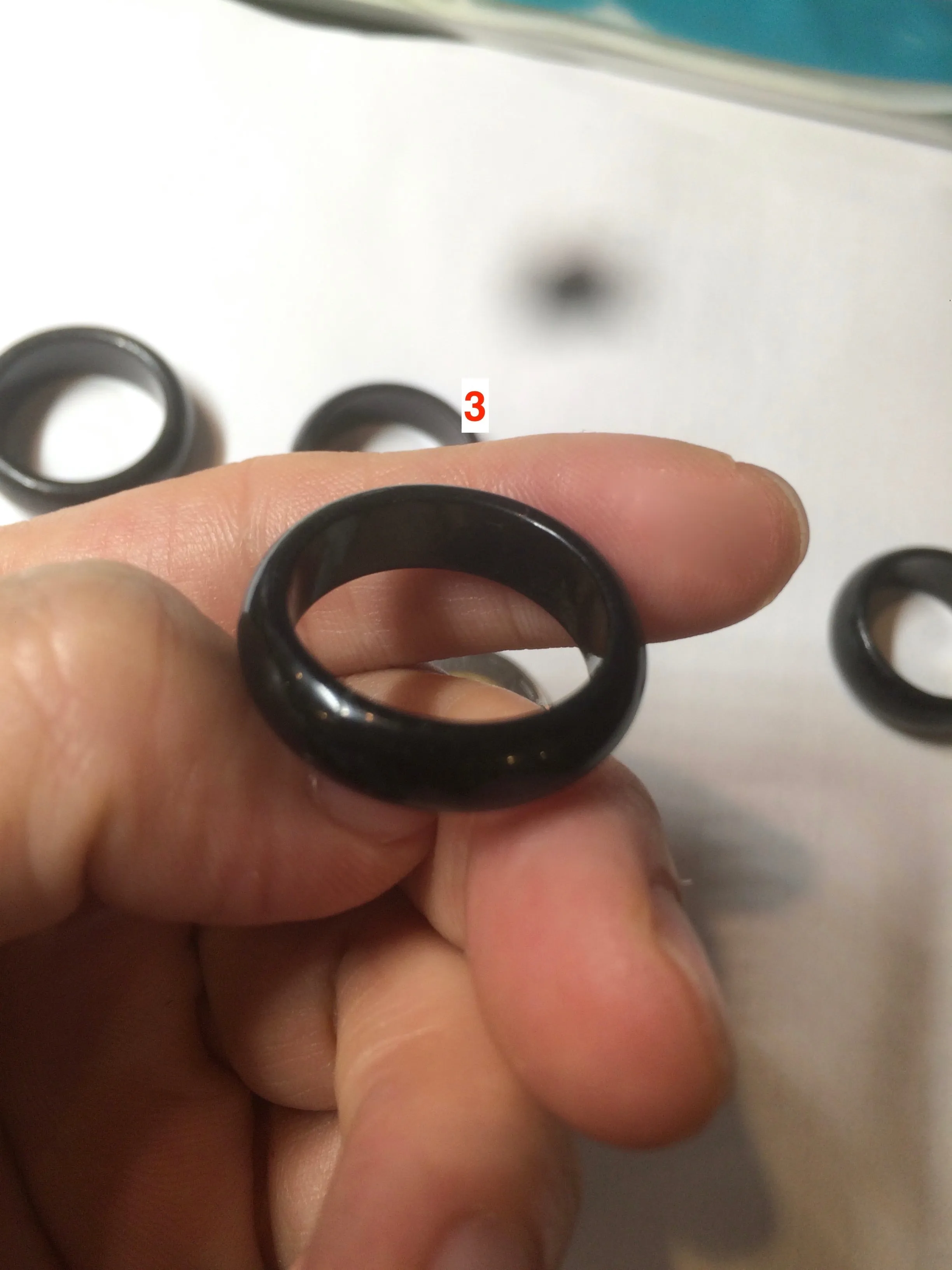 100% natural type A black (乌鸡翡翠)  jadeite jade band ring AQ65