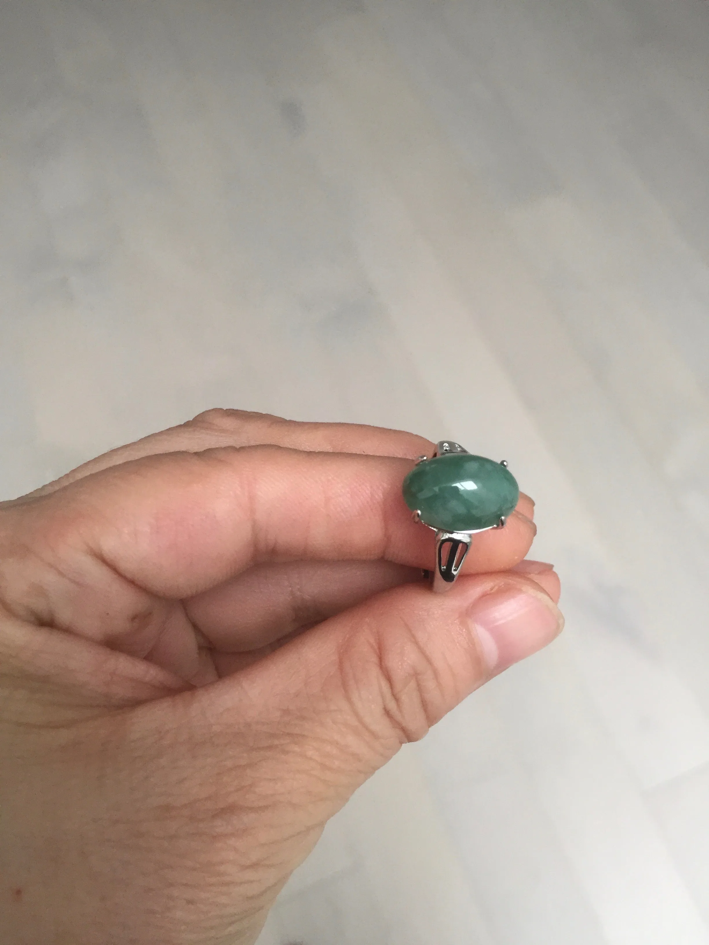 100% natural type A green four-prong jadeite jade ring BP143