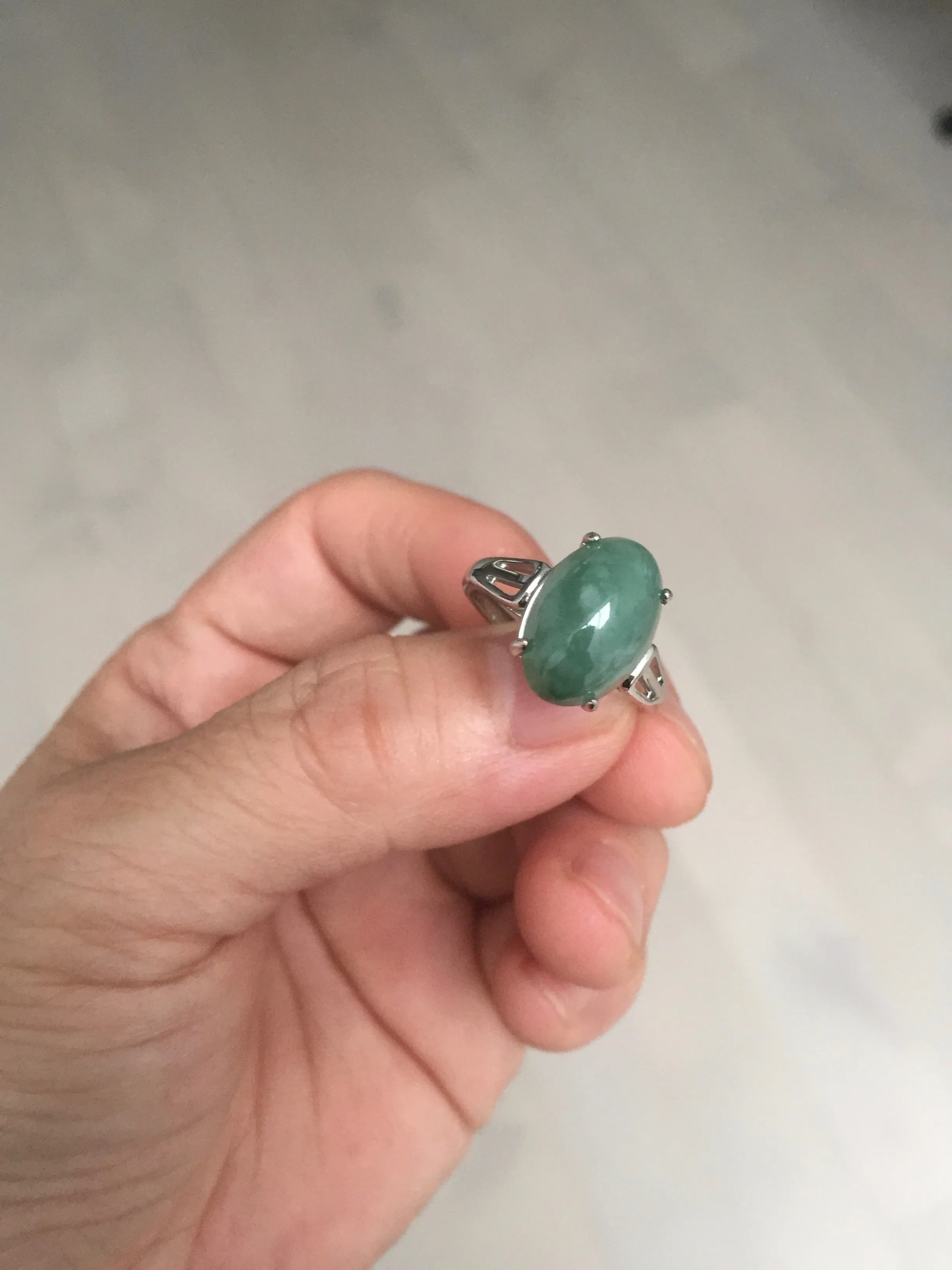 100% natural type A green four-prong jadeite jade ring BP143