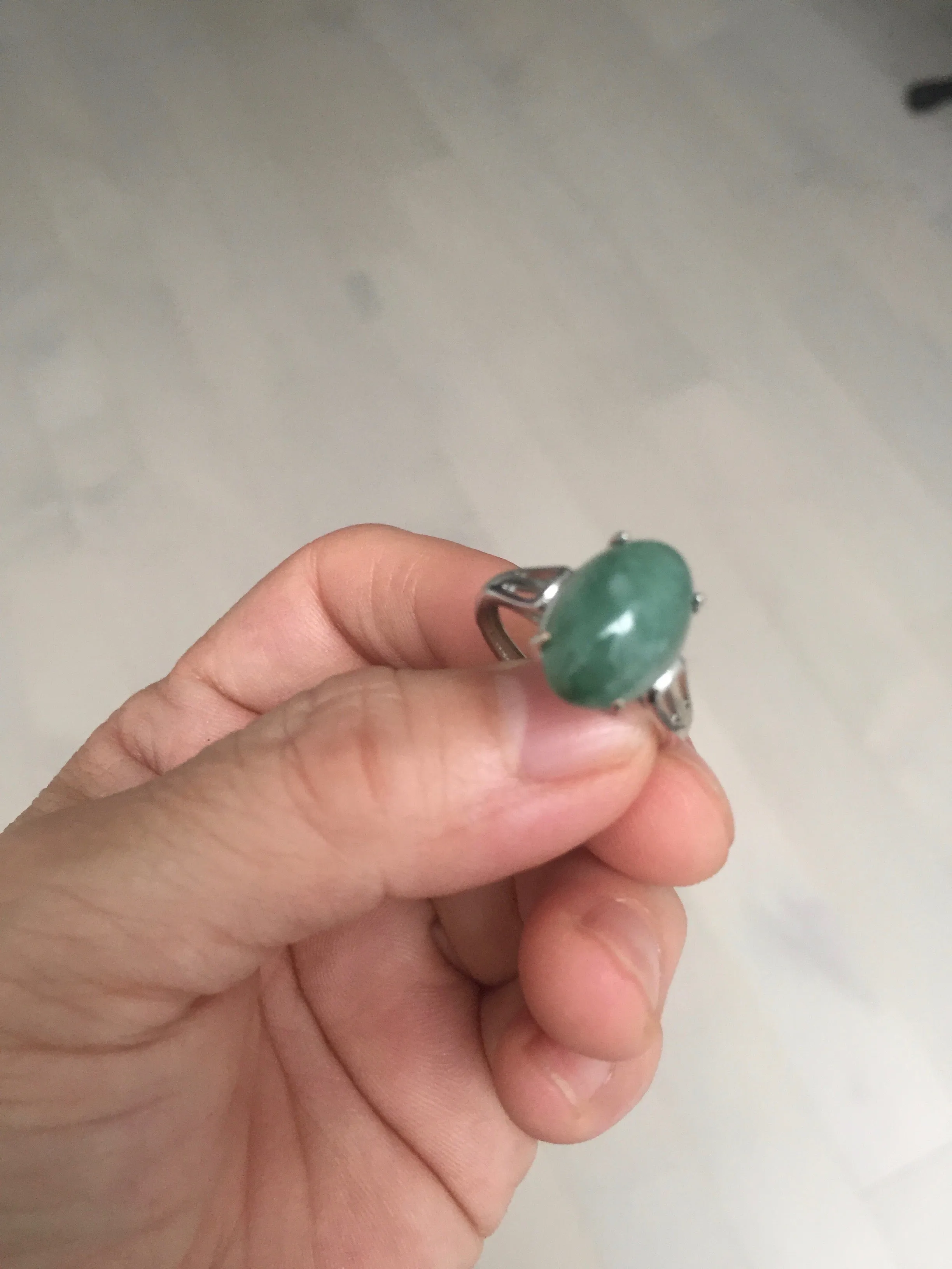 100% natural type A green four-prong jadeite jade ring BP143