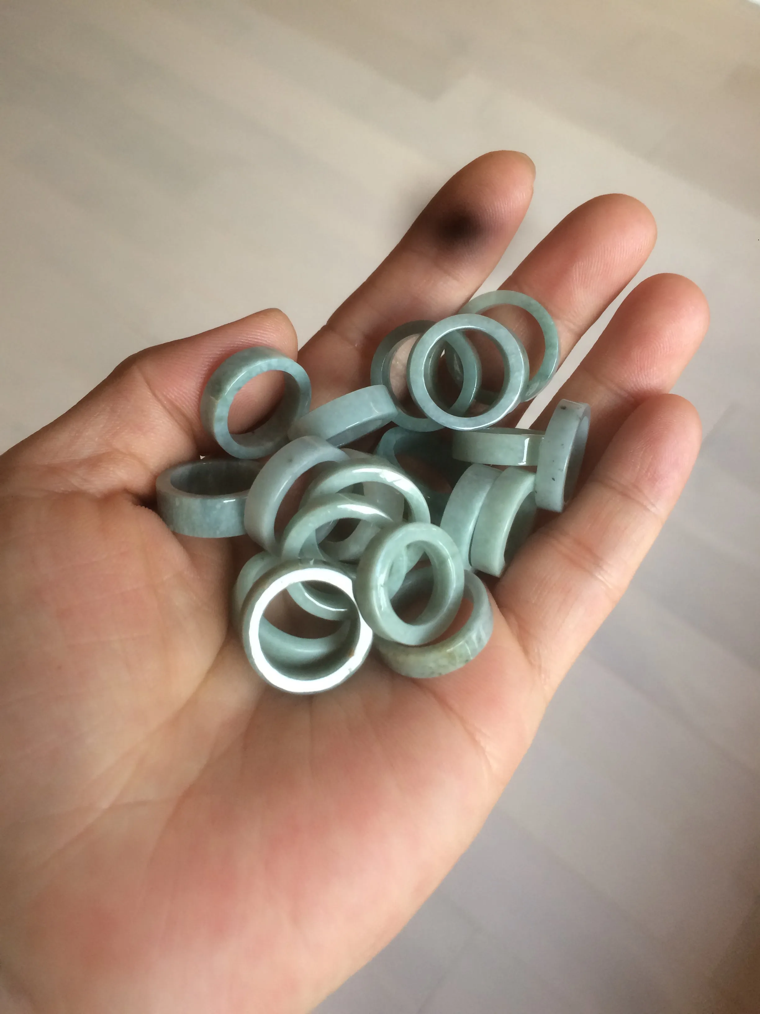 100% natural type A green/blue/gray jadeite jade ring shape beads AY23 (Add on item.)