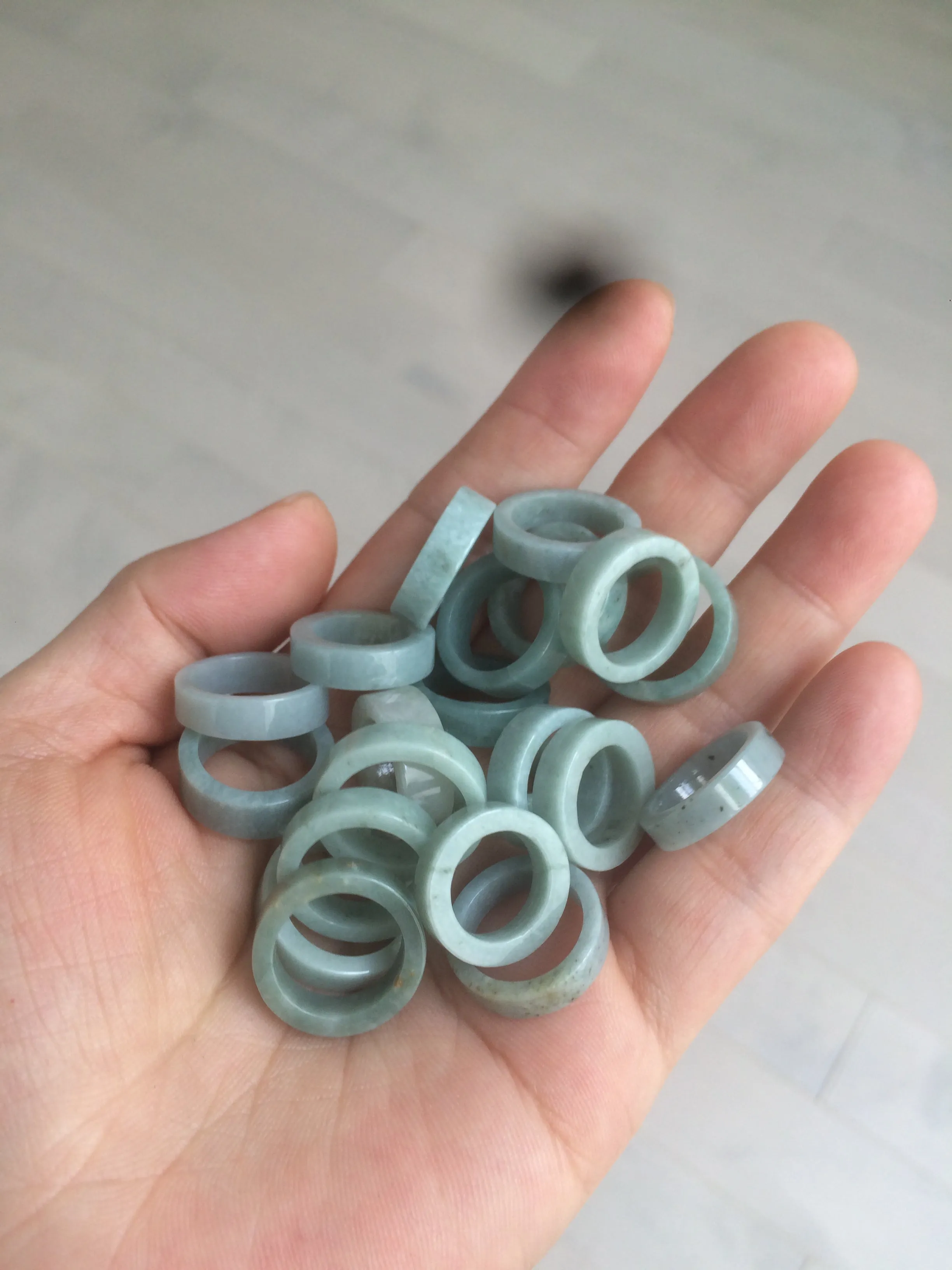 100% natural type A green/blue/gray jadeite jade ring shape beads AY23 (Add on item.)