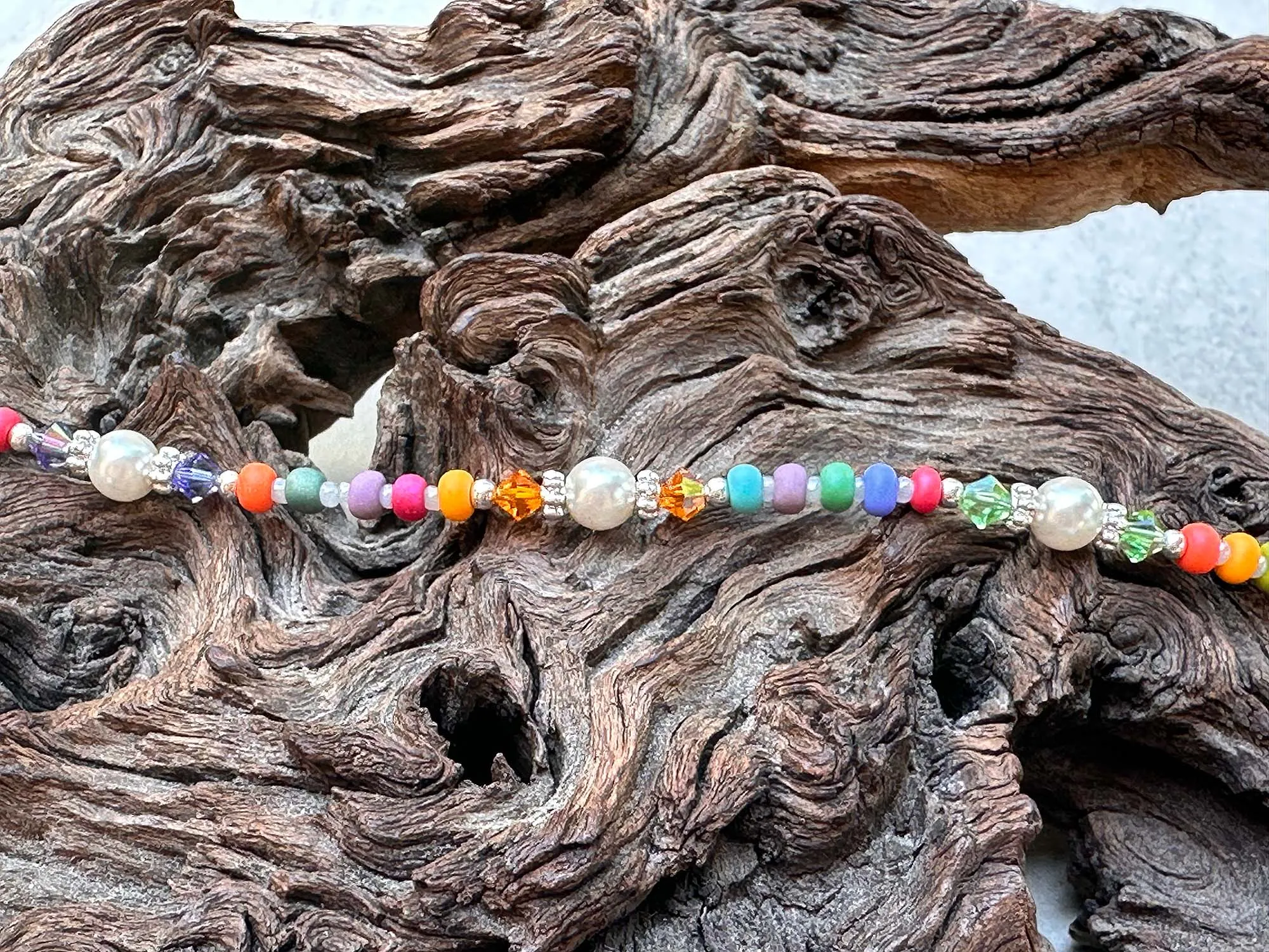 10" Summer Candy Rainbow Beaded Anklet