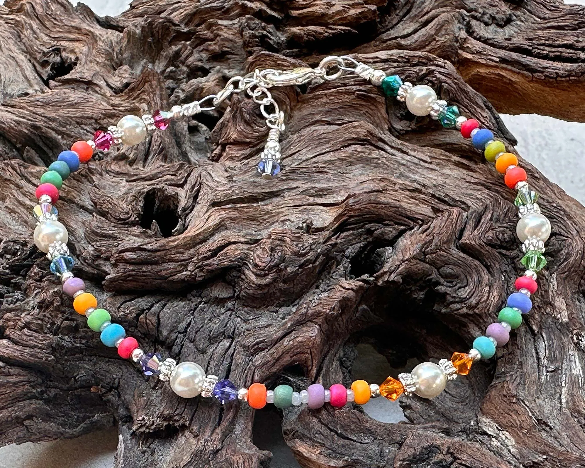 10" Summer Candy Rainbow Beaded Anklet