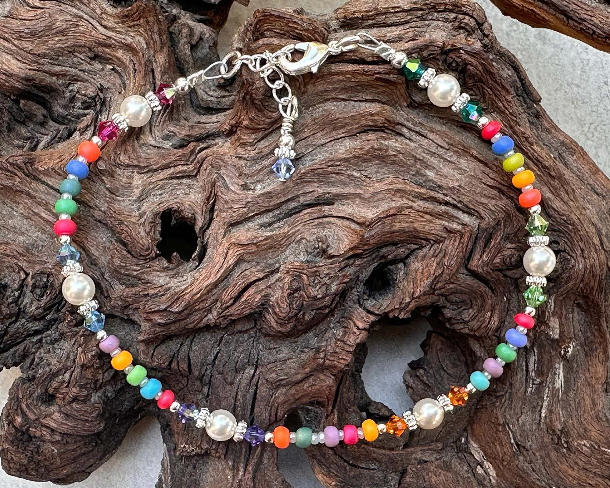 10" Summer Candy Rainbow Beaded Anklet