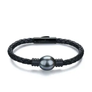 12-14mm Tahitian Baroque Pearl Leather Bracelet