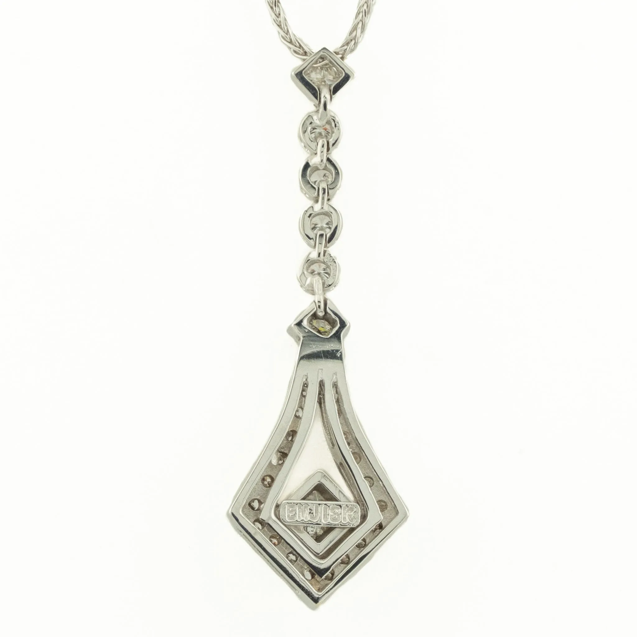 1.25ctw Diamond Accented Drop Pendant with 16" Chain in 18K White Gold