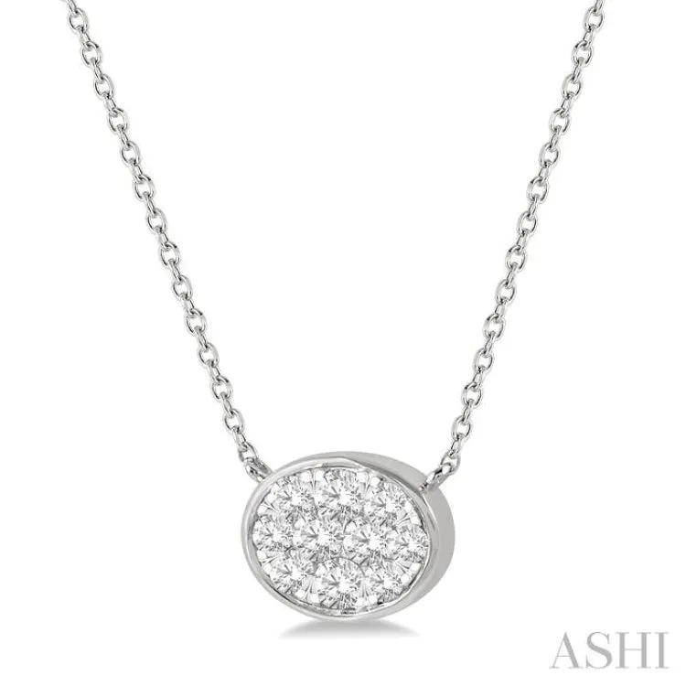 1/3 Ctw Oval Shape Lovebright Diamond Necklace in 14K White Gold