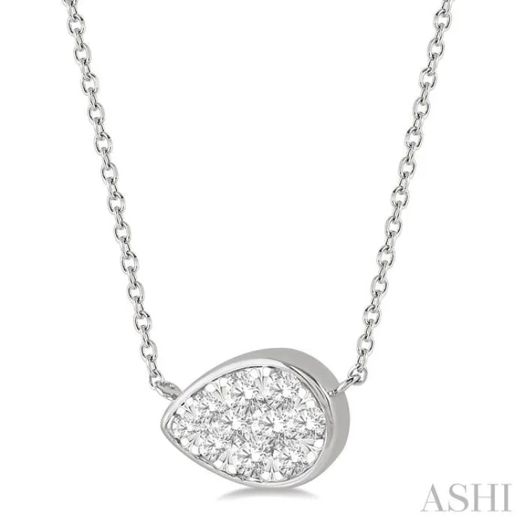 1/3 Ctw Pear Shape Lovebright Diamond Necklace in 14K White Gold