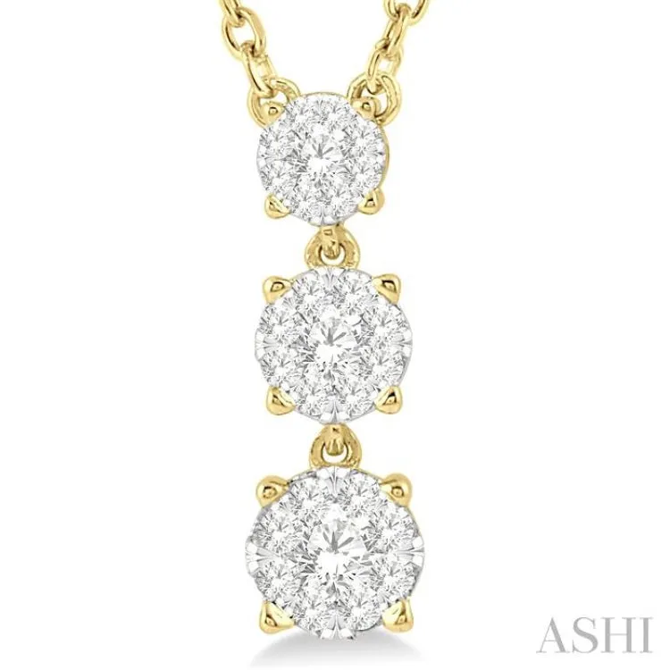 1/3 Ctw Round Cut Lovebright Diamond Layered Necklace in 14K Yellow Gold