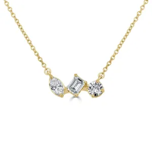 14K Gold & Mixed Fancy-Shape Diamond Necklace - 0.51ct