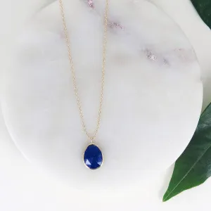 14k Gold Lapis Slice Necklace