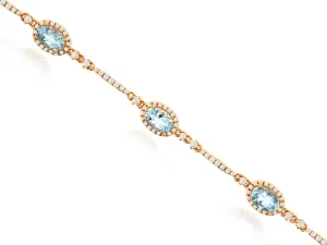 14k Rose Gold 3cttw Aquamarine & .90cttw Diamond Bracelet