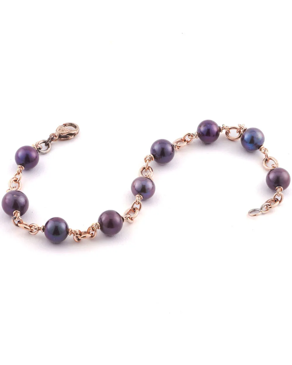 14k Rose Gold Black Pearl Bracelet