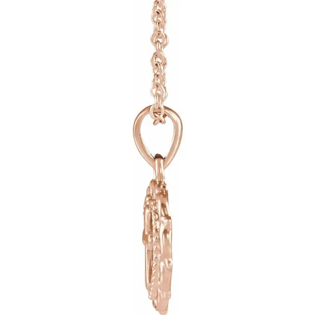 14K Rose Gold Youth Heart with Cross 16-18" Necklace