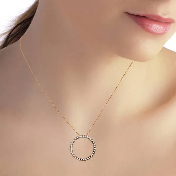 14K Solid Rose Gold Diamonds Circle Of Love Gemstone Necklace