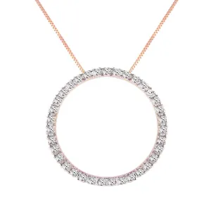 14K Solid Rose Gold Diamonds Circle Of Love Gemstone Necklace