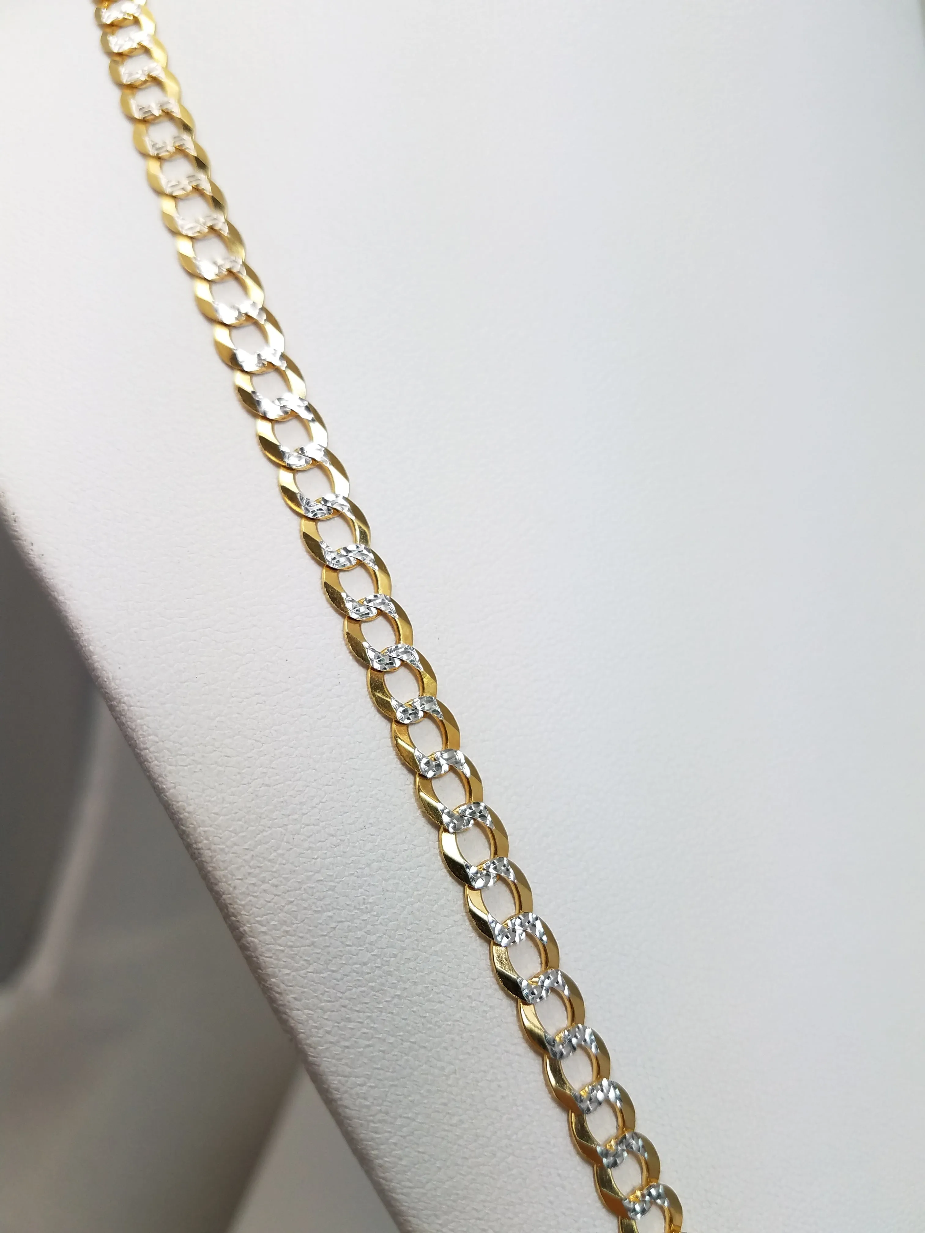 14k Two-Tone Gold Diamond Cut Curb Link 22" Necklace