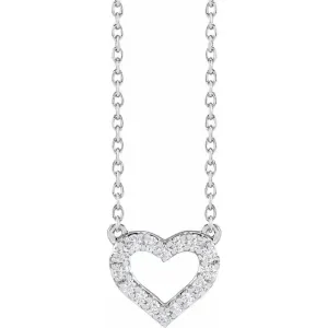 14K White Gold 1/5 CTW Lab-Grown Diamond Heart 16-18" Necklace