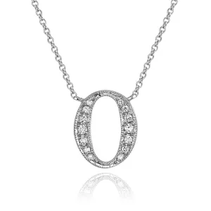 14K White Gold Armenian Initial Diamond Necklace