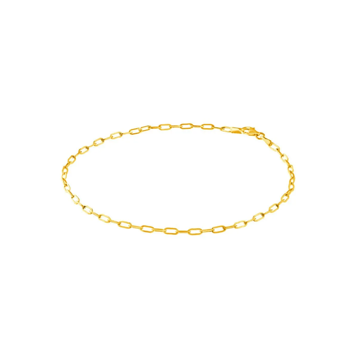 14K Yellow Gold 2.50mm Paper Clip Chain with Pear Shape Lock Anklet