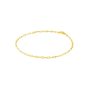 14K Yellow Gold 2.50mm Paper Clip Chain with Pear Shape Lock Anklet