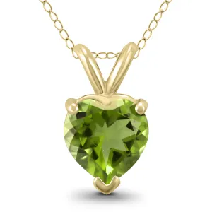 14K Yellow Gold 7Mm Heart Peridot Pendant