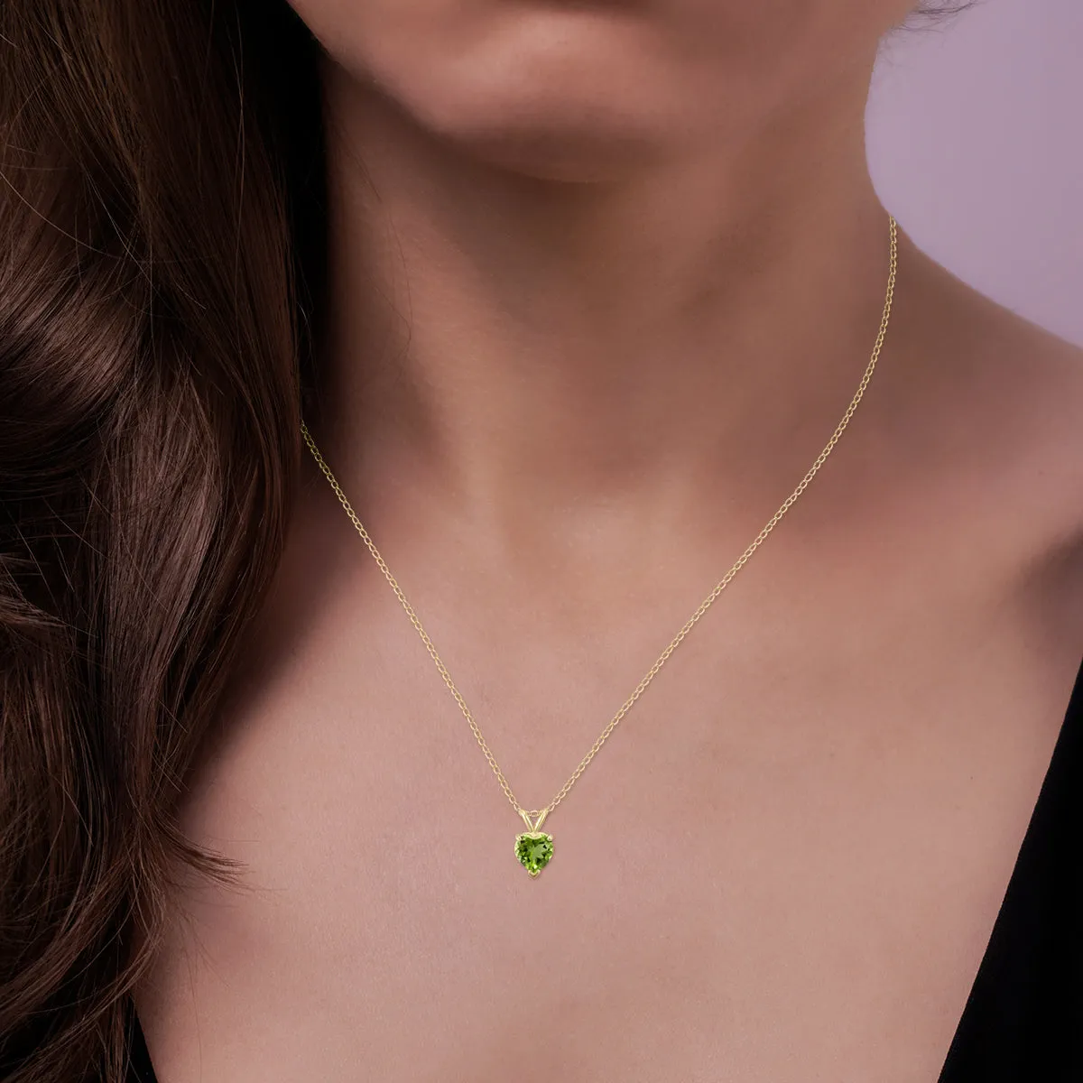 14K Yellow Gold 7Mm Heart Peridot Pendant