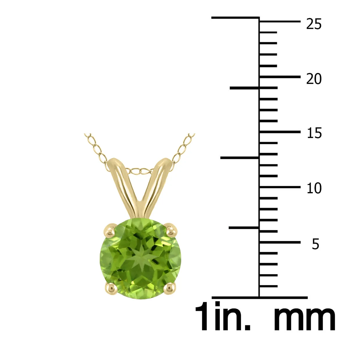 14K Yellow Gold 7Mm Round Peridot Pendant