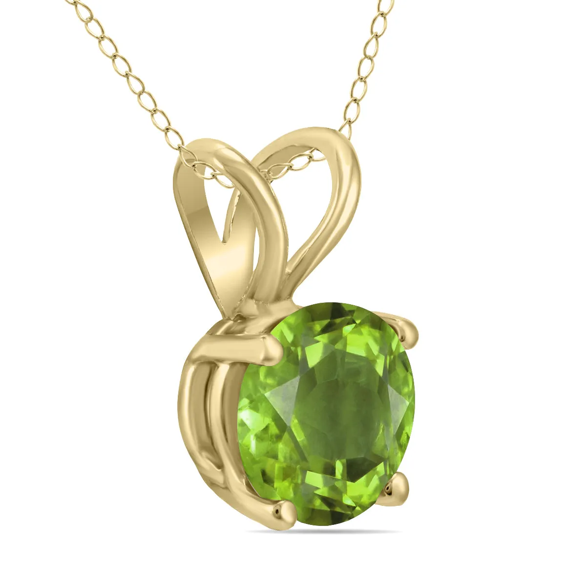 14K Yellow Gold 7Mm Round Peridot Pendant