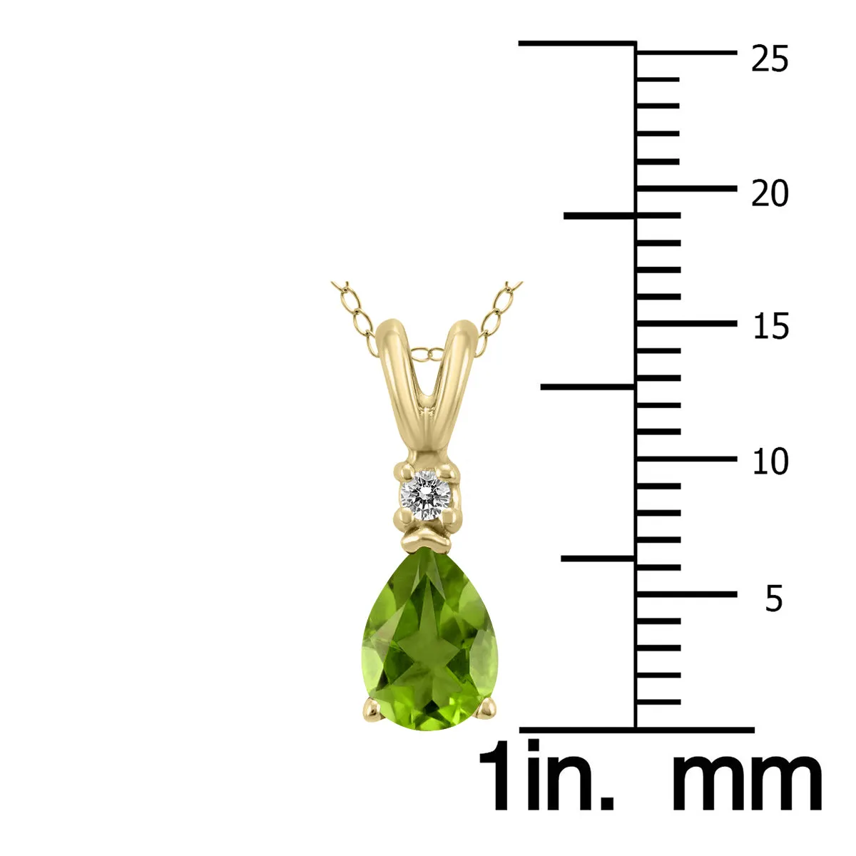 14K Yellow Gold 7X5Mm Pear Peridot And Diamond Pendant