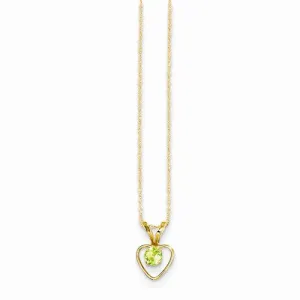 14K Yellow Gold Madi K Peridot Heart Birthstone Necklace