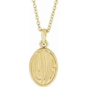 14K Yellow Gold Retro "Love" 16-18" Necklace