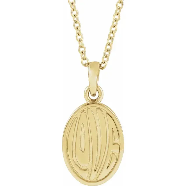 14K Yellow Gold Retro "Love" 16-18" Necklace