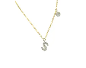 14Kt White And Yellow Gold Diamond Initial S Necklace