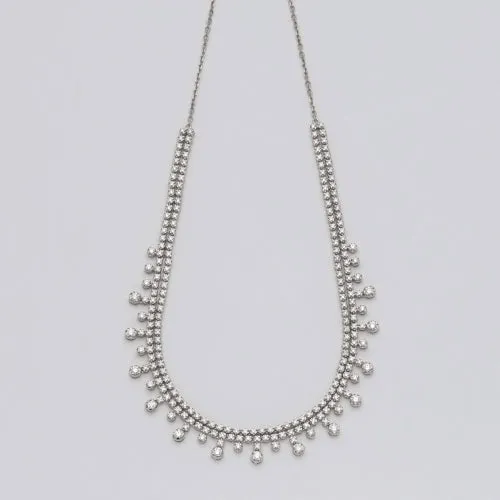 14KW 4.15CTW DIAMOND FANCY DANGLING BEAD NECKLACE