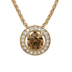 18ct Rose Gold 0.48ct Brown Diamond Halo Necklace