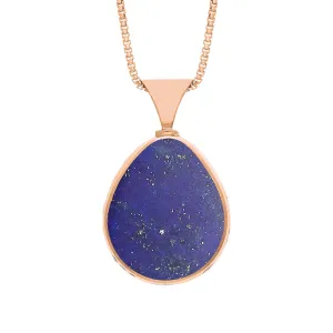 18ct Rose Gold Whitby Jet Lapis Lazuli Hallmark Double Sided Pear-shaped Necklace