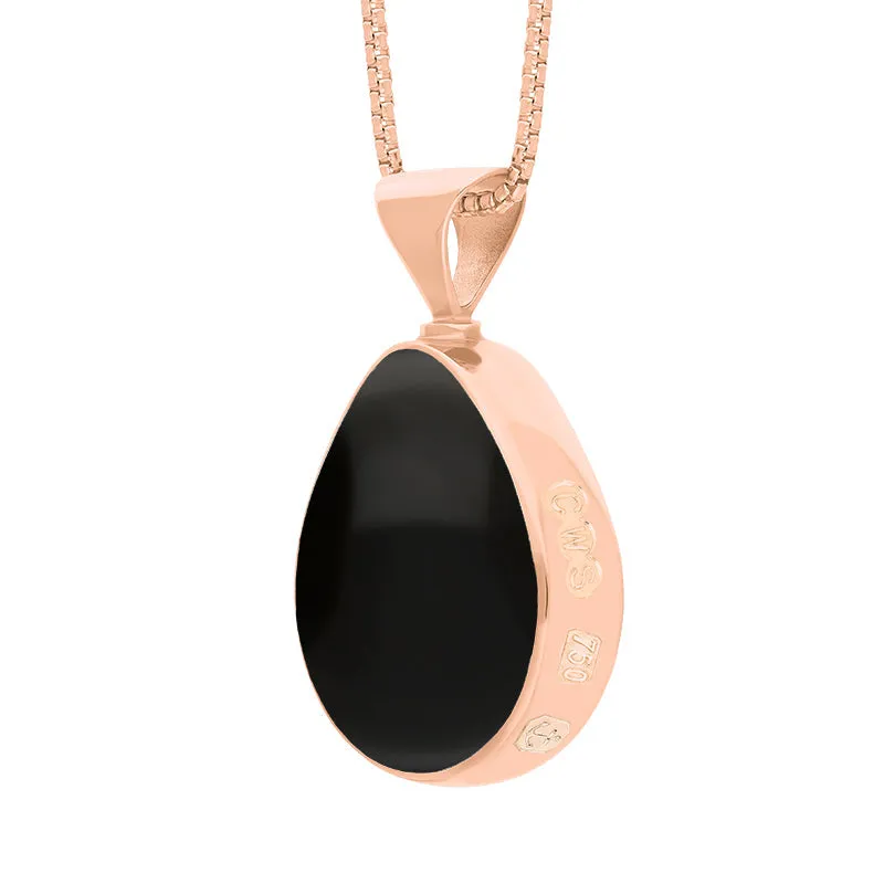 18ct Rose Gold Whitby Jet Lapis Lazuli Hallmark Double Sided Pear-shaped Necklace