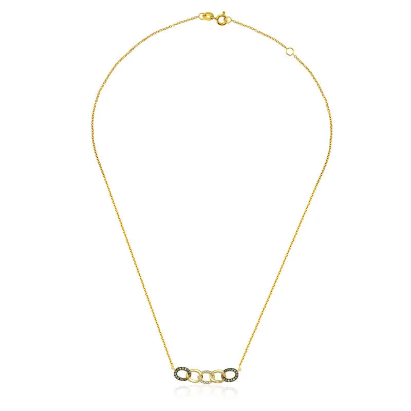 18k Gold Chain Shape Diamond Necklace With Black Plating