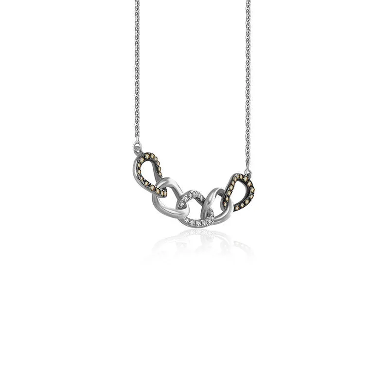 18k Gold Chain Shape Diamond Necklace With Black Plating