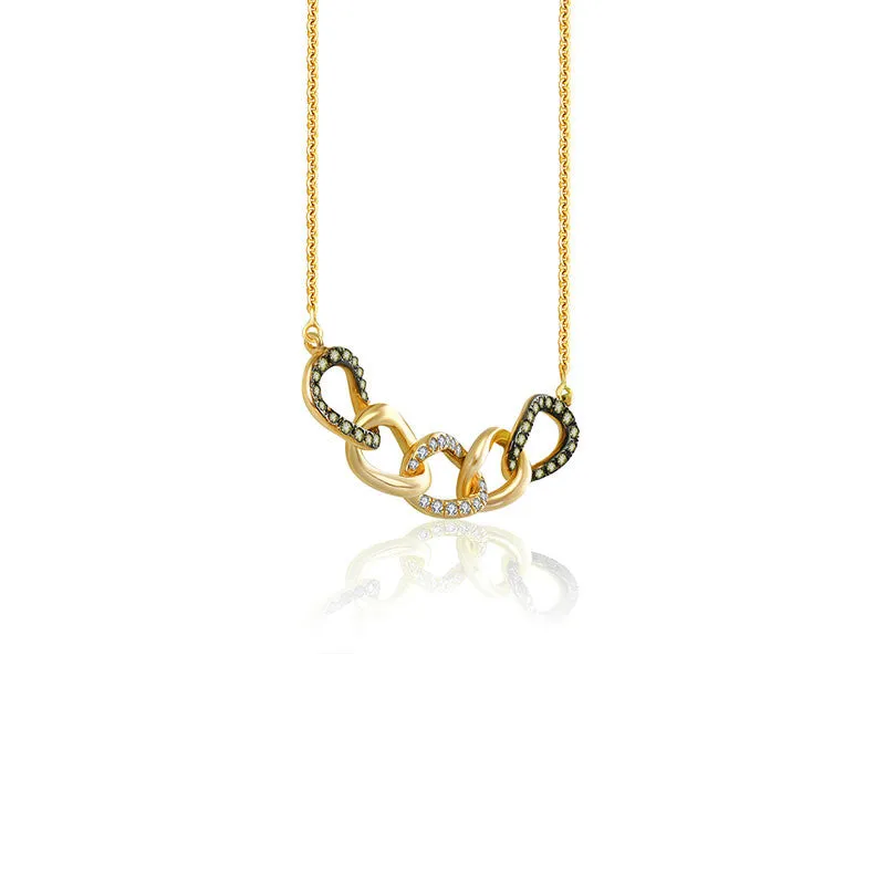 18k Gold Chain Shape Diamond Necklace With Black Plating