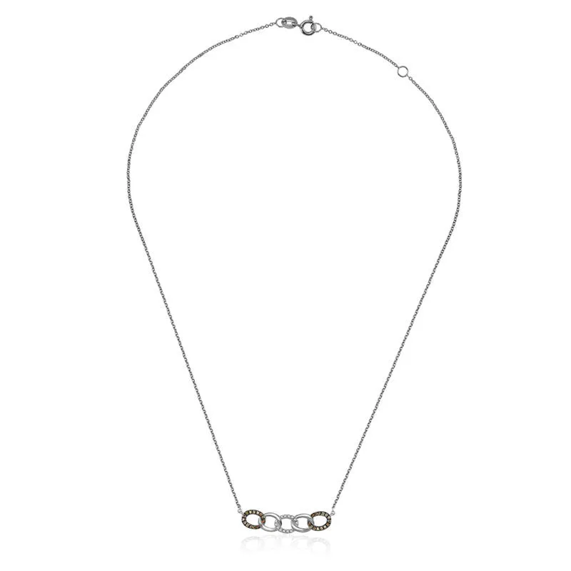 18k Gold Chain Shape Diamond Necklace With Black Plating