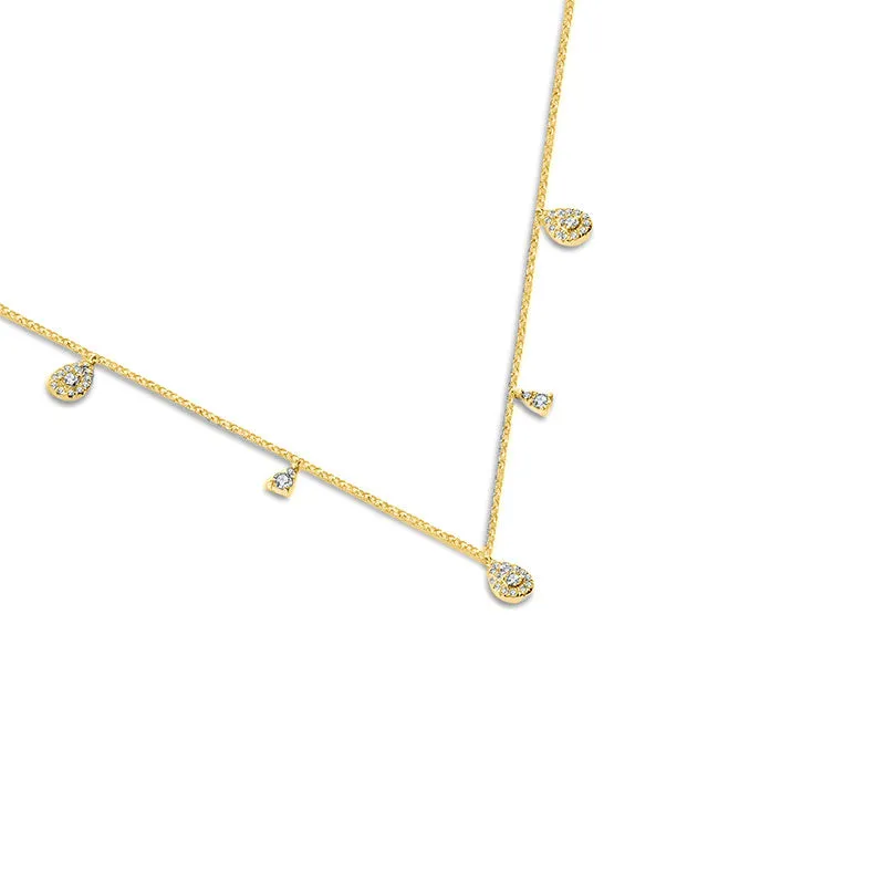 18k Gold Drop Shape Diamond Necklace / Choker