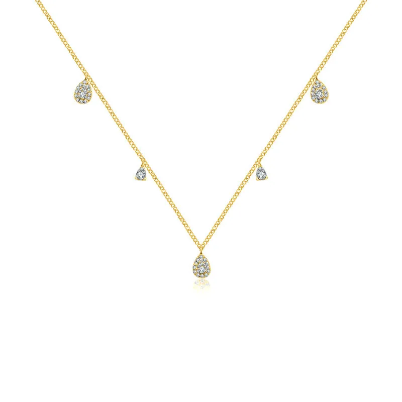 18k Gold Drop Shape Diamond Necklace / Choker