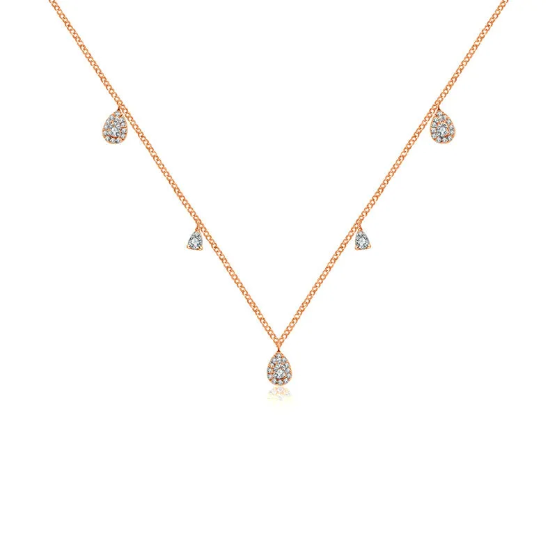 18k Gold Drop Shape Diamond Necklace / Choker