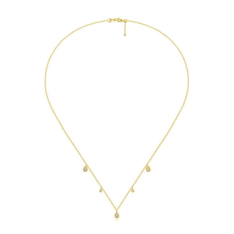 18k Gold Drop Shape Diamond Necklace / Choker