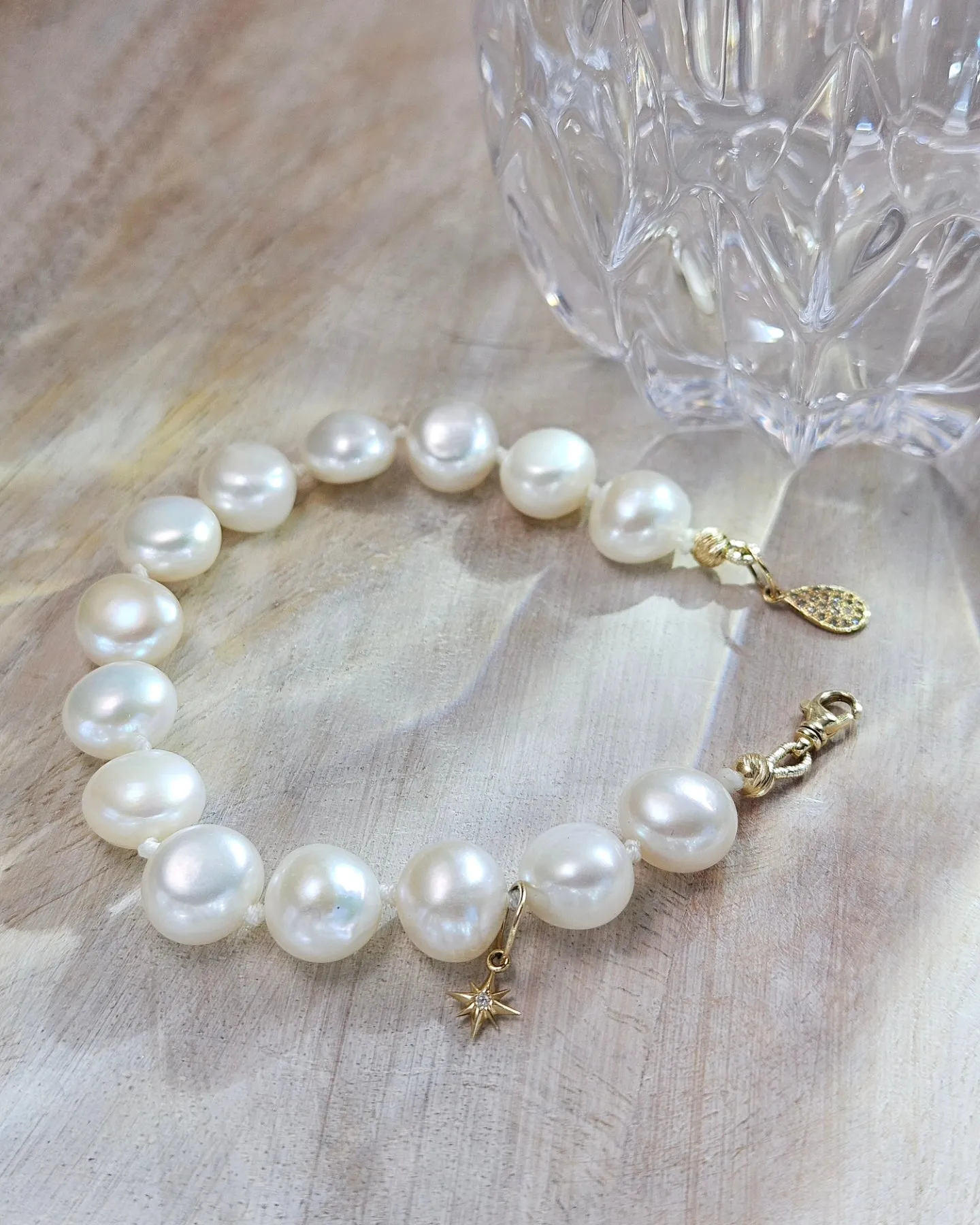 2IN1 - Genuine Antique 18K Yellow Gold Watch Chain and Freshwater Pearl Diamond 14K Gold Bracelet Combo | Indulgems | Antique Jewelry Revamped