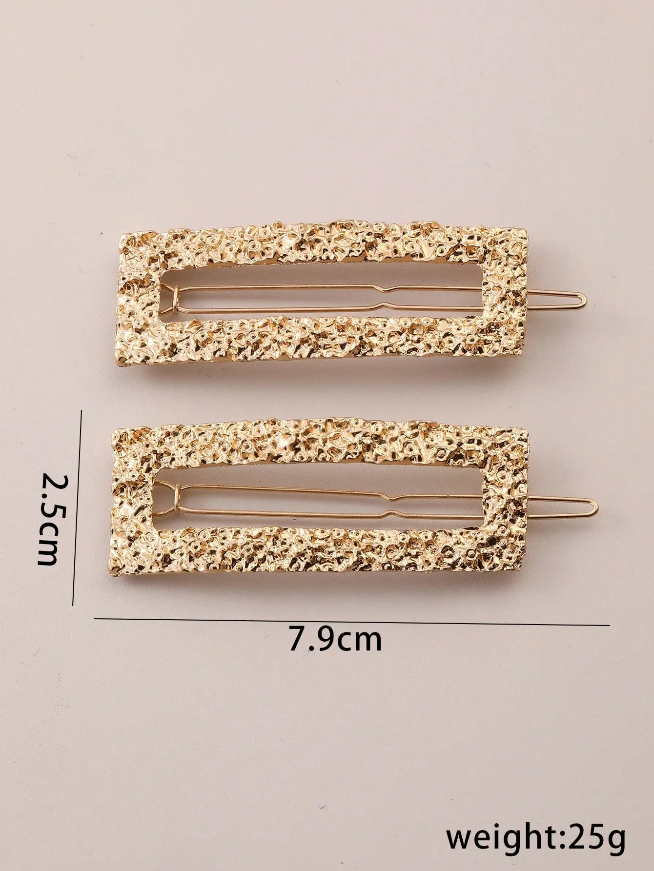 2pcs Textured Metal Square Clip Hair Accessories for Women Barrette Styling Hair