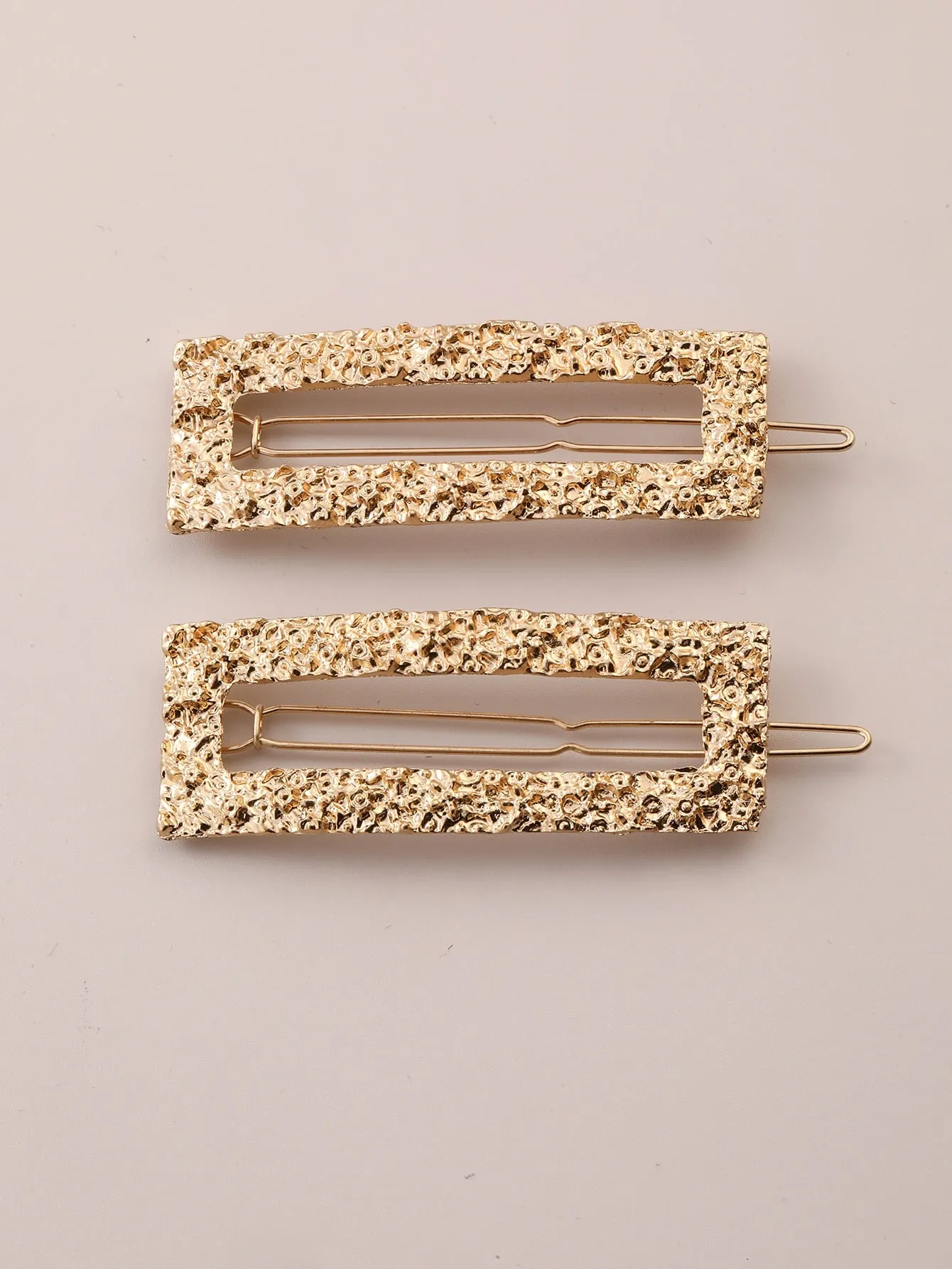 2pcs Textured Metal Square Clip Hair Accessories for Women Barrette Styling Hair